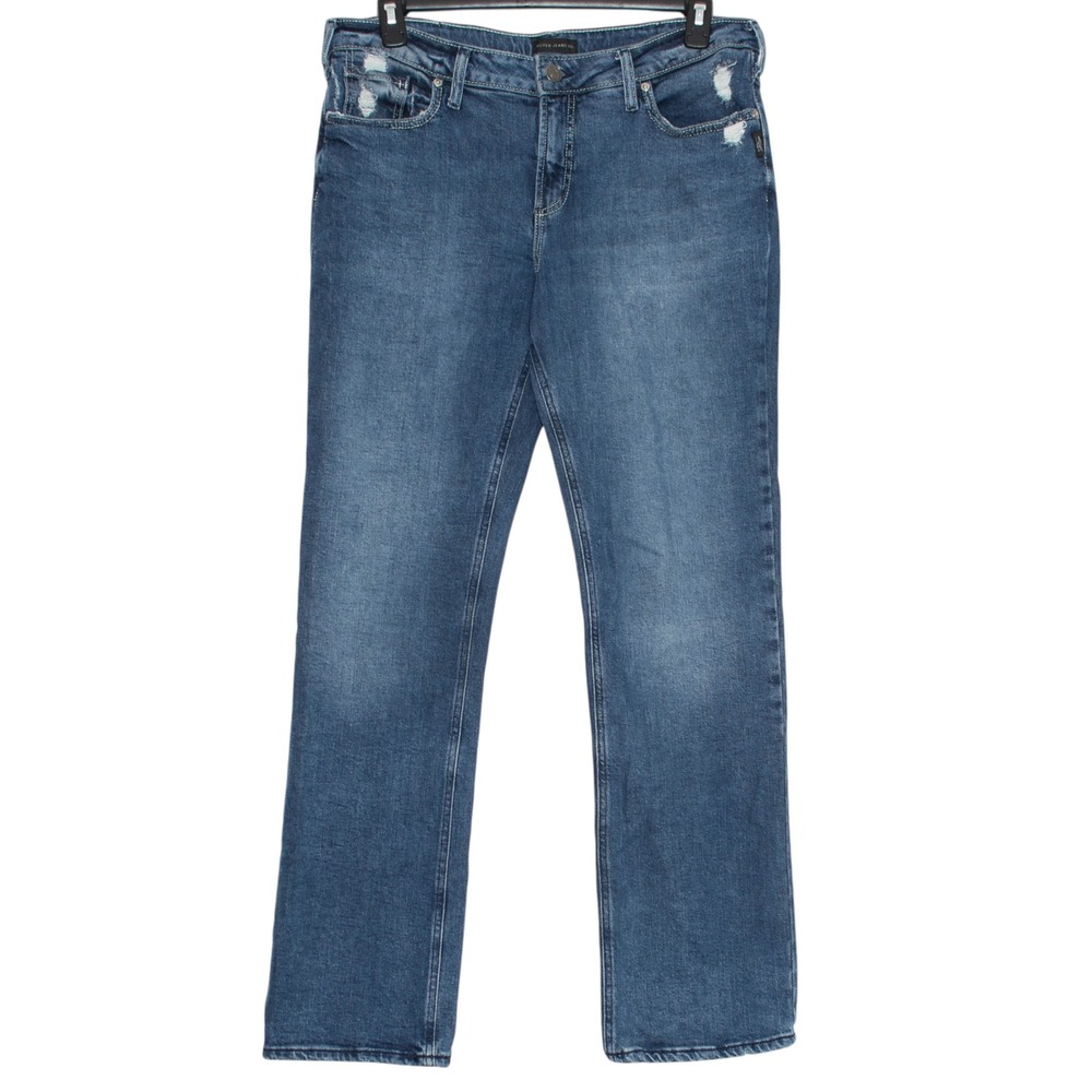 Silver Jeans Suki Slim Boot Cut Distressed Western Country Minimalist Blue 34x33
